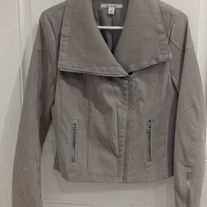 Miami Women's Taupe Cropped Faux Leather Jacket Size Small